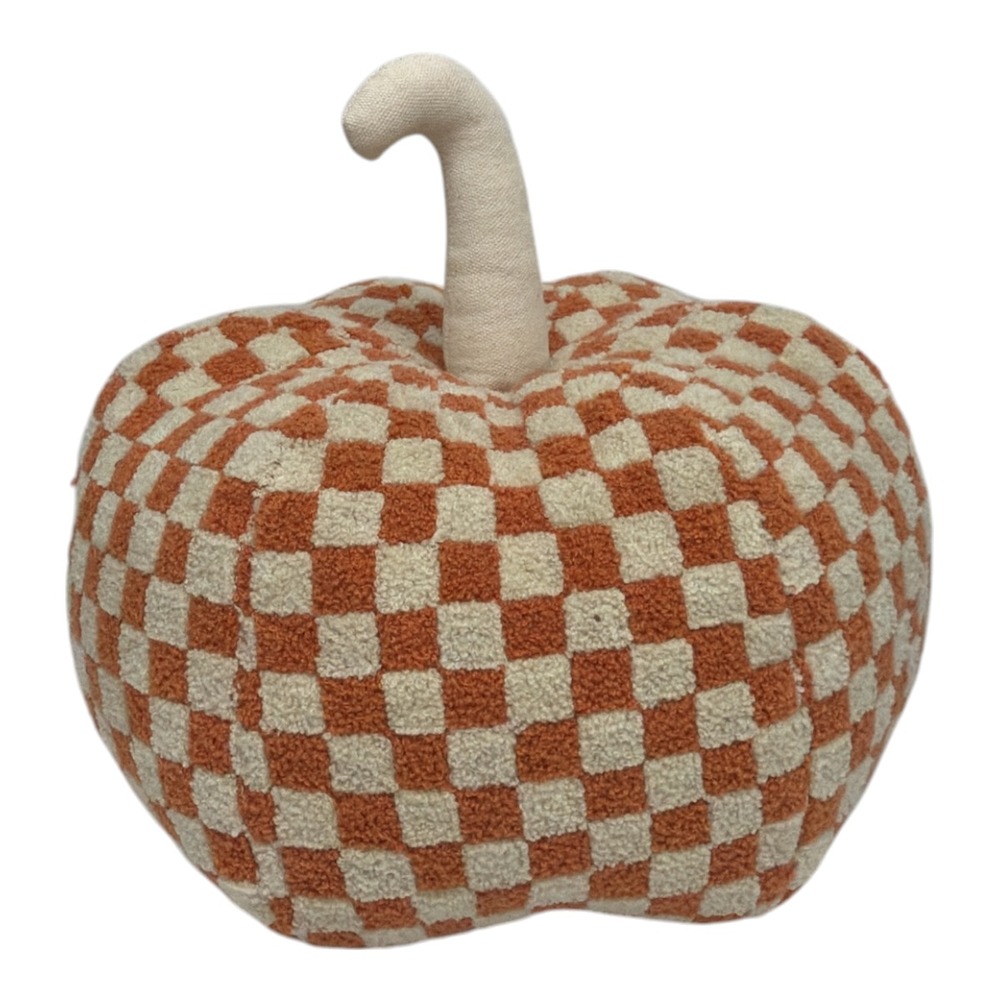 Shiraleah Orange And Ivory Large Pumpkin Pillow 10.5" Diameter NWOT - Picture 2 of 6